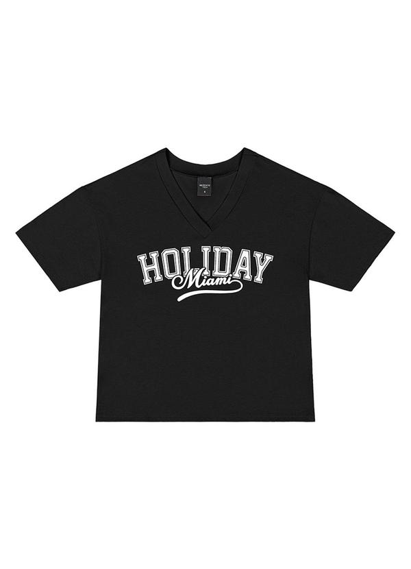 Rezzato - T-Shirt Gola V Miami Teen Feminino Preto