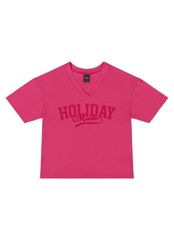 Rezzato - T-Shirt Gola V Miami Teen Feminino Rosa