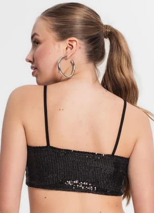 Minty - Top Juvenil Corset Paetê Preto - MINTY