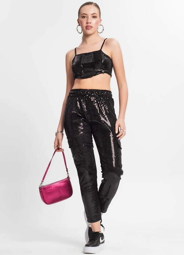 Minty - Top Juvenil Corset Paetê Preto 3