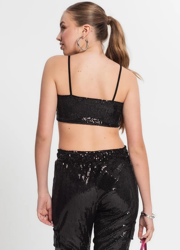 Minty - Top Juvenil Corset Paetê Preto 4