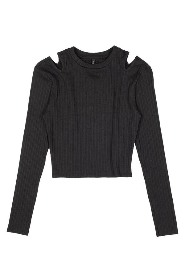 Authoria - Blusa Feminino Canelado Preto