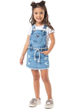 Milon - Salopete Infantil Menina Jeans - MILON