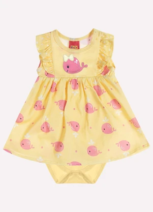 Kyly - Vestido Bebê Menina Baleia Amarelo - KYLY