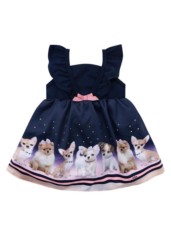 Milon - Vestido Bebê Menina Cachorrinhos Azul