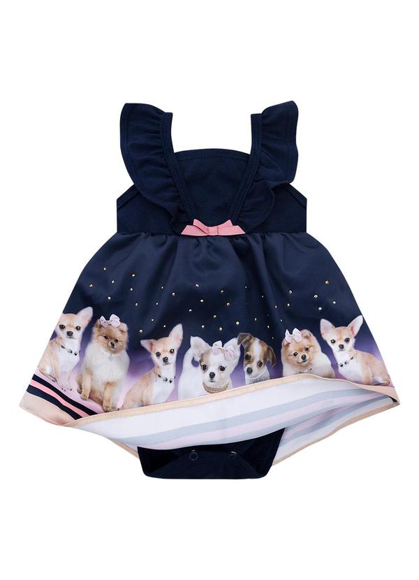 Milon - Vestido Bebê Menina Cachorrinhos Azul 2