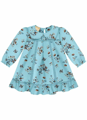 Milon - Vestido Bebê Menina Estampa Azul - MILON