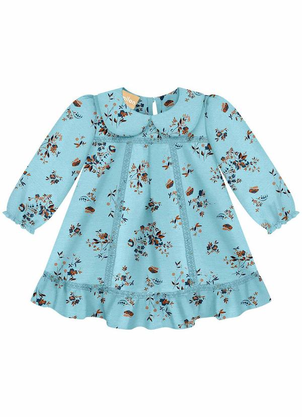 Milon - Vestido Bebê Menina Estampa Azul 1