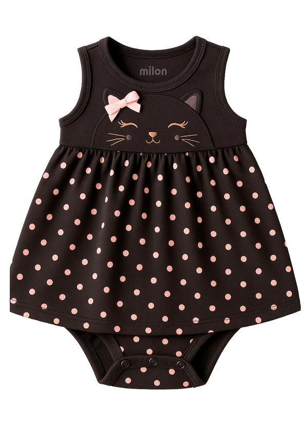 Milon - Vestido Bebê Menina Estampa Cinza