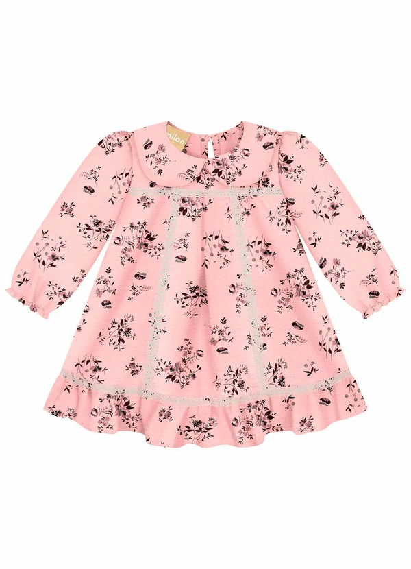 Milon Vestido Bebê Menina Estampa Rosa