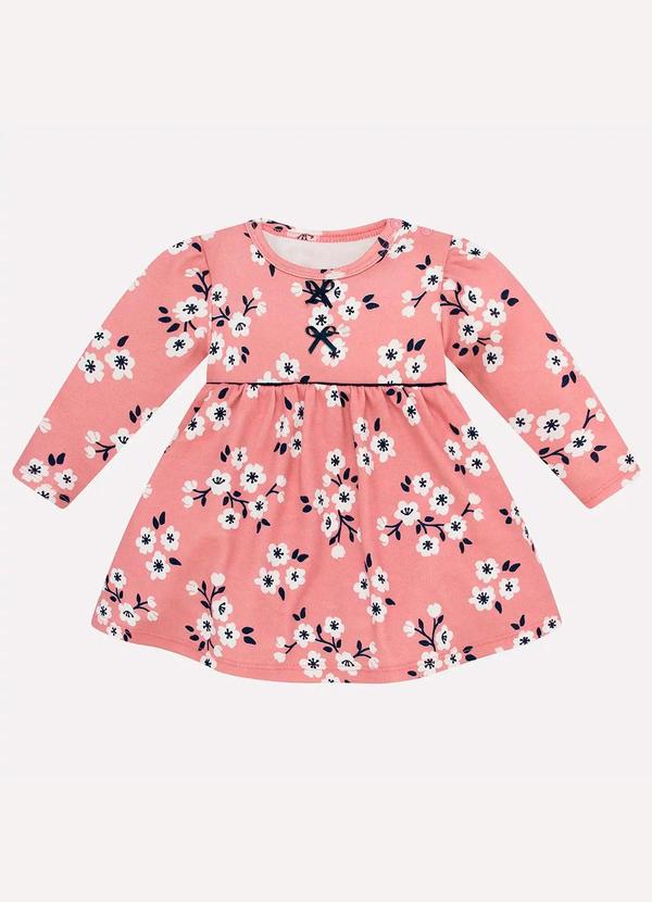 Milon - Vestido Bebê Menina Estampa Rosa