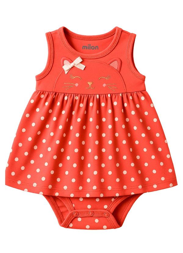 Milon - Vestido Bebê Menina Estampa Vermelho