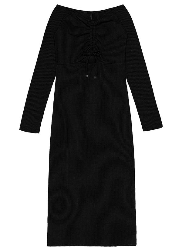 Authoria - Vestido Canelado de Manga Longa Preto 3