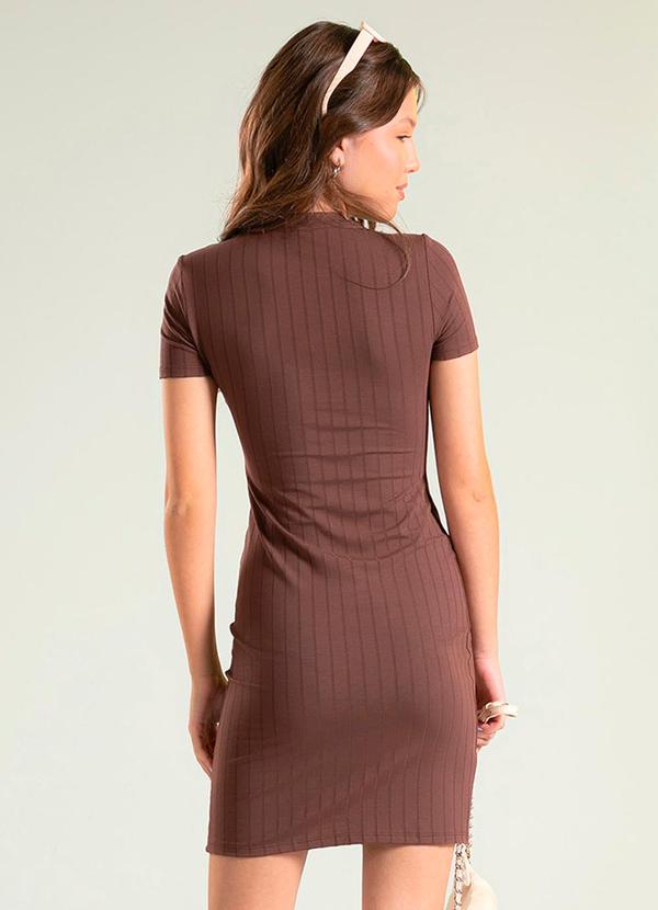 Cativa Teen - Vestido Curto Canelado Marrom Escuro 2