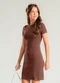 Cativa Teen - Vestido Curto Canelado Marrom Escuro - variação: Marrom Escuro