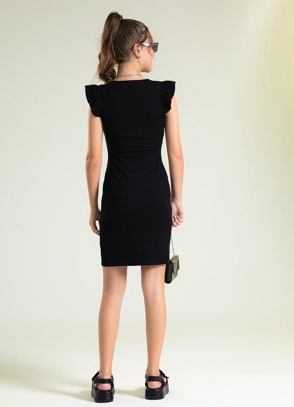 Cativa Teen - Vestido Curto Canelado Preto 4