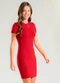 Cativa Teen - Vestido Curto Canelado Marrom Escuro - variação: Vermelho Escuro