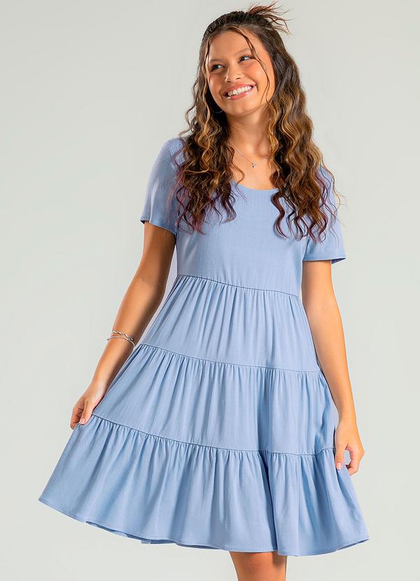 Cativa Teen - Vestido Curto em Viscose Azul Claro