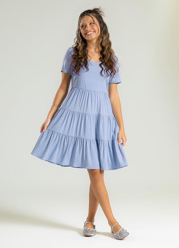 Cativa Teen - Vestido Curto em Viscose Azul Claro 3