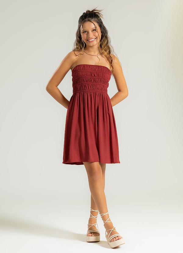 Cativa Teen - Vestido Curto em Viscose Marrom Escuro 3