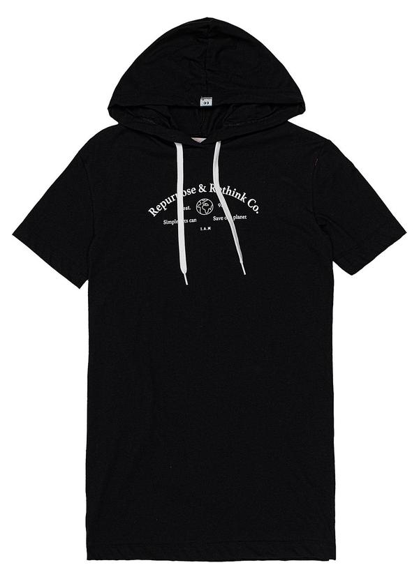 I Am - Vestido de Manga Longa Listrada Preto