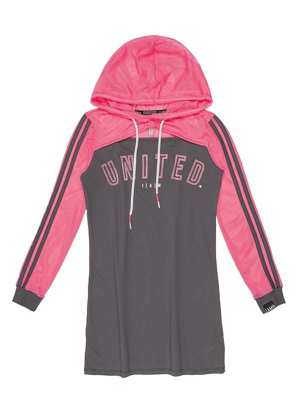 I Am - Vestido de Moletom com Recortes Rosa Cinza