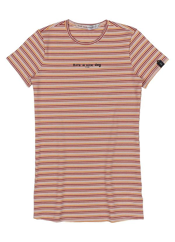 I Am - Vestido de Moletom Listrado Manga Curta Rosa