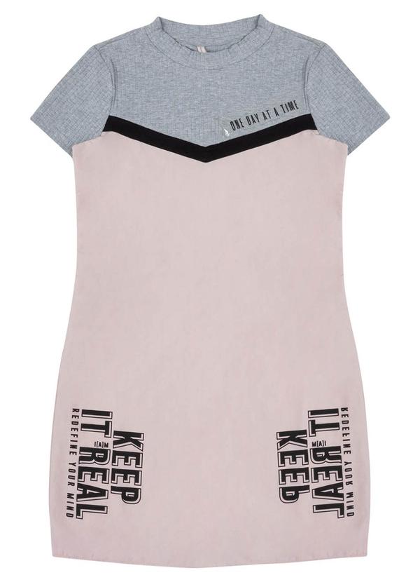 I Am - Vestido de Tecido com Recortes Mescla Rosa