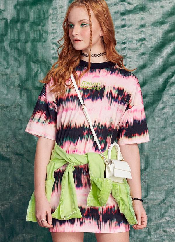 Authoria - Vestido Estampa Tie-Dye Boreal Rosa