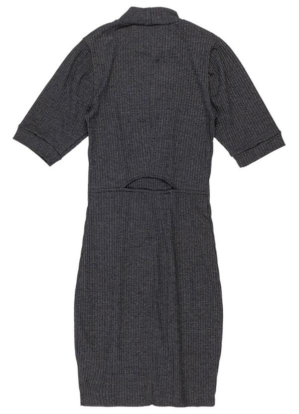 Authoria - Vestido Feminino Canelado com Estampa Preto 2
