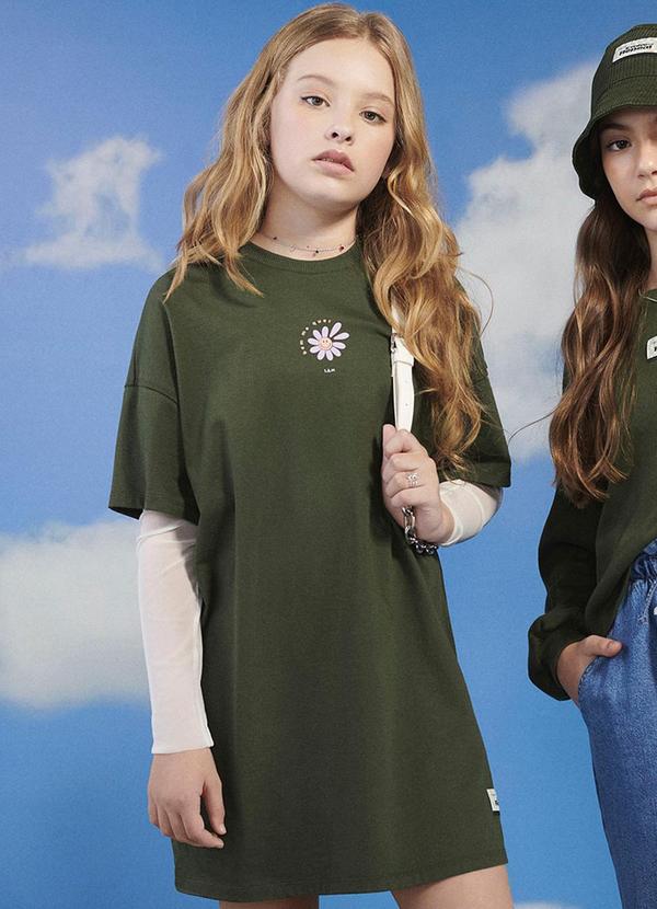 I Am - Vestido Feminino com Estampa de Flor Verde