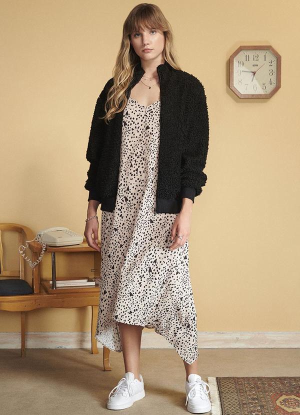 Authoria - Vestido Feminino de Poá Preto