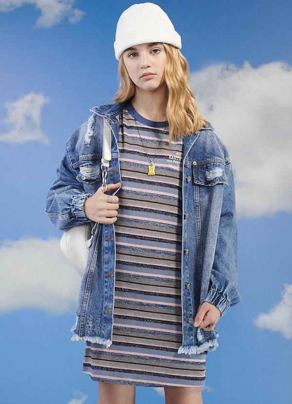 I Am - Vestido Feminino Listrado Preto