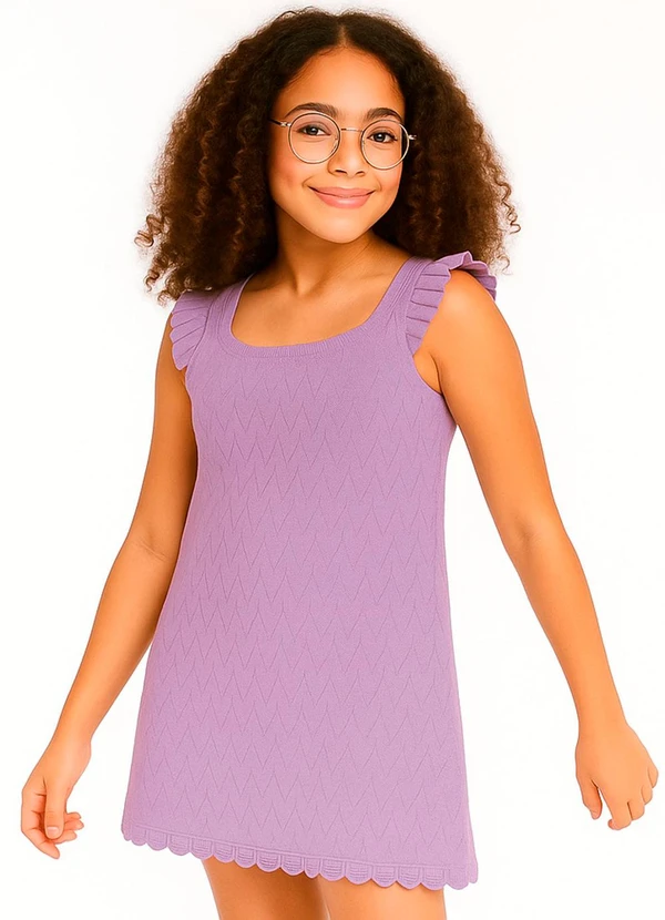 Anadoda - Vestido Infantil em Tricot Roxo