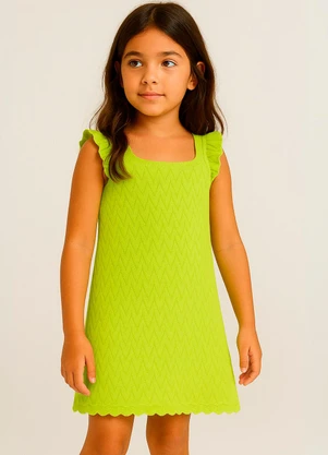 Anadoda - Vestido Infantil em Tricot Verde - ANADODA