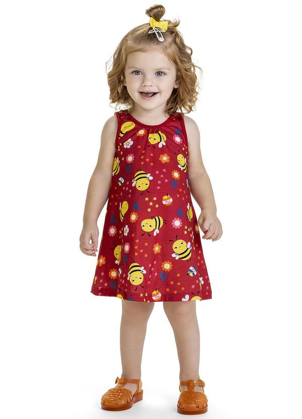 Kyly - Vestido Infantil Menina Abelha Vermelho