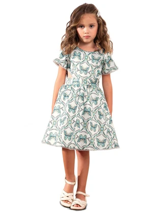 Milon - Vestido Infantil Menina Borboleta Off White - MILON