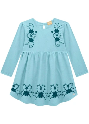 Milon - Vestido Infantil Menina Bordado Azul - MILON
