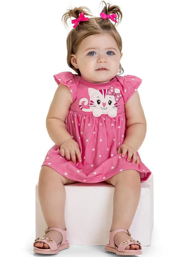 Kyly - Vestido Infantil Menina Bordado Rosa