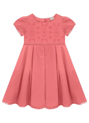 Milon - Vestido Infantil Menina Bordado Rosa - MILON