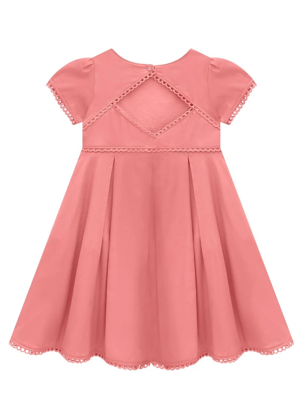Milon - Vestido Infantil Menina Bordado Rosa 3