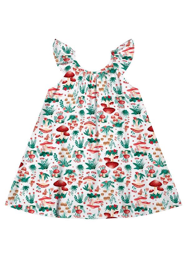 Kyly - Vestido Infantil Menina Cogumelos Branco 2