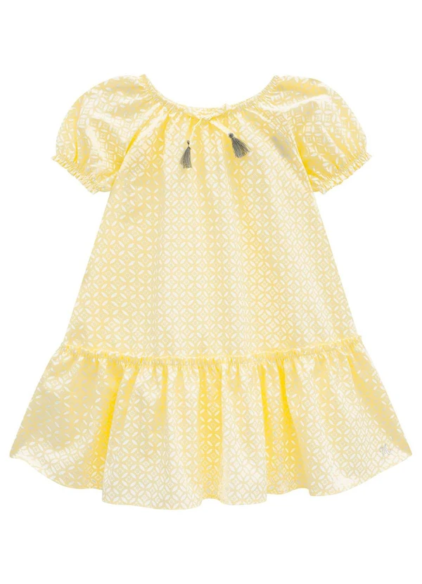 Milon - Vestido Infantil Menina Estampa Amarelo