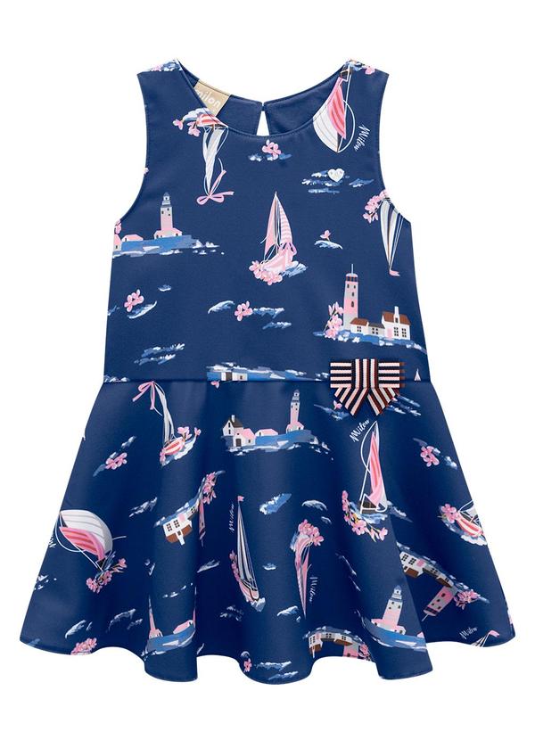 Milon - Vestido Infantil Menina Estampa Azul 1
