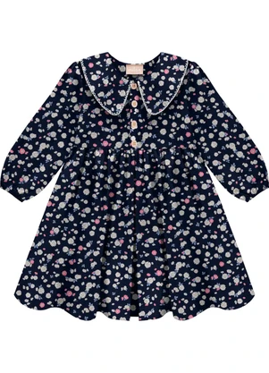 Milon - Vestido Infantil Menina Estampa Azul - MILON