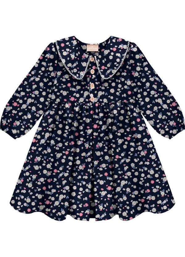 Milon - Vestido Infantil Menina Estampa Azul