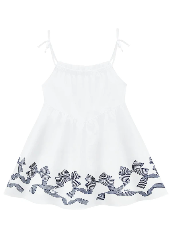 Milon - Vestido Infantil Menina Estampa Branco