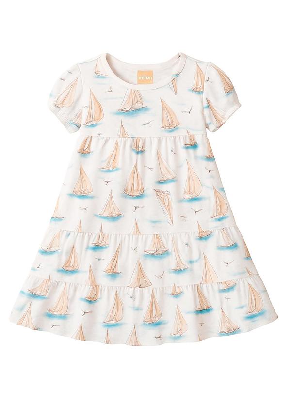 Milon - Vestido Infantil Menina Estampa Branco
