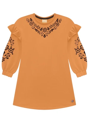 Milon - Vestido Infantil Menina Estampa Marrom - MILON