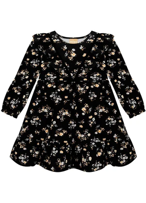 Milon - Vestido Infantil Menina Estampa Preto - MILON